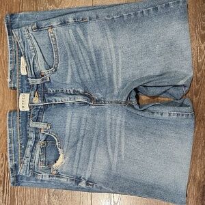 ❤️ FRAYED DENIM HIGH RISE ANKLE STRAIGHT JEANS, 8 (29)